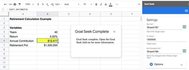 Cách cài đặt và sử dụng Goal Seek trong Google sheet